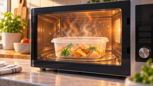 Plastic tupperware in microwave emitting harsh chemicals